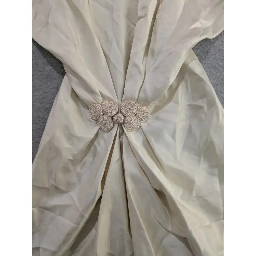 Christine Alger Shawl Cover Up Vintage Cape Satin Women's XS  Ivory White Poncho